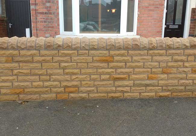 Front garden Stone wall Built using new Stanton stone at a job in West Bridgford, Nottingham