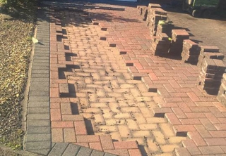 Block paving repair to sunken area of driveway, we also cleaned and resanded the driveway (Wollaton, Nottingham)