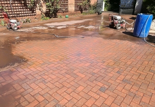 Driveway clean and resand in Radcliffe on Trent, Nottingham (during)