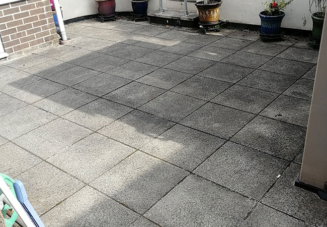 Patio raked out, cleaned and repointed in Arnold, Nottingham (before)