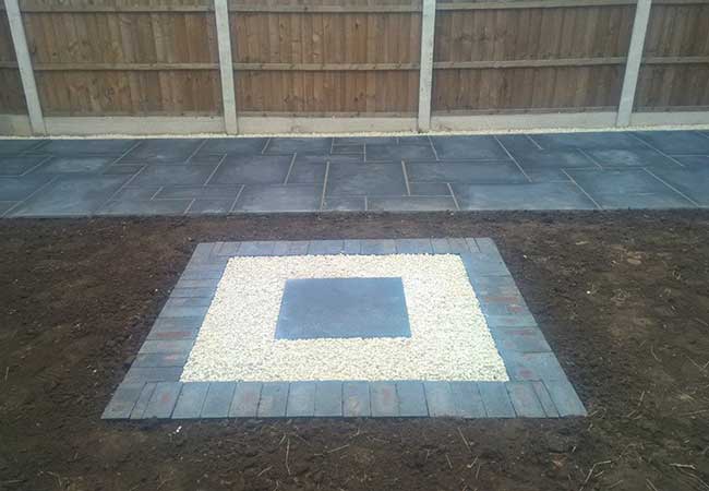 A black limestone patio we layed at a job we completed in Basford, Nottingham