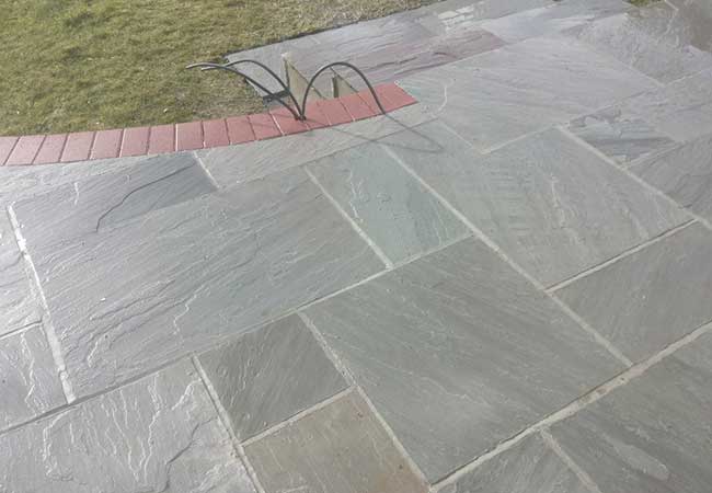 Indian kandla grey sandstone we layed for a patio in Bulcote, Nottingham