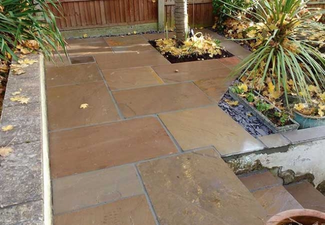 A patio we layed at Kimberley, Nottingham using a Raj Green Indian Sandstone